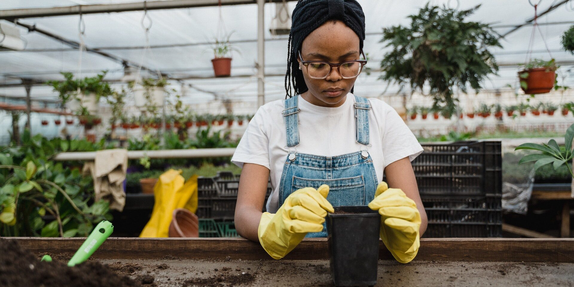 woman-in-white-shirt-preparing-a-pot-for-planting